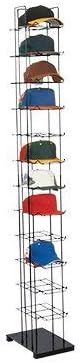 Only Hangers Black Floor Standing Hat Rack Tower, Black Finish, Holds up to 72 Caps Vertically, 12 Tiered Shelves, Sign Holder, 78'h x 10'w x 15.5'd, Metal, Easy to Assemble, Hat Display
