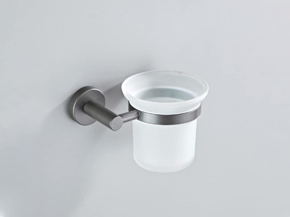 Modern Gray Bathroom Accessories Set with Brass Toilet Brush Holder Towel Racks Paper Towel Shelf Shower Soap Dish Wall Hook Hairdryer Rack and Double Towel Bar,Toilet Brush Holder-a