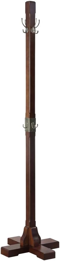Proman Products Windsor Freestanding Wooden Coat Rack Stand with 12 Hanger Hooks for Clothes, Hats, Purses, Bags at Entryway, Bedroom, Living Room, Office, Mudroom, Walnut