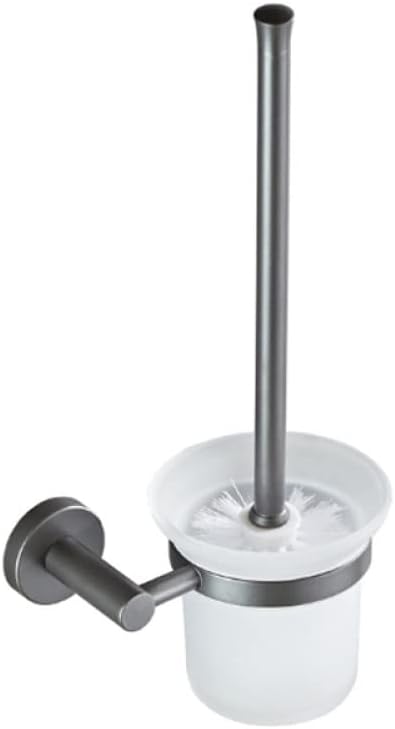 Modern Gray Bathroom Accessories Set with Brass Toilet Brush Holder Towel Racks Paper Towel Shelf Shower Soap Dish Wall Hook Hairdryer Rack and Double Towel Bar,Toilet Brush Holder-a