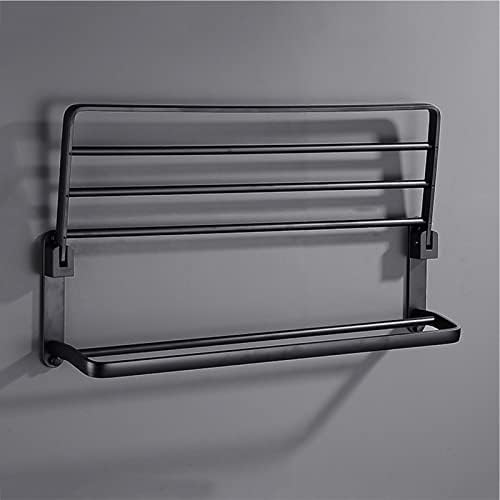 Towel Rail Bath Towel Holder Towel Bar Wall Mounted Towel Rack Aluminum Towel Storage Holder Bathroom Towel Rails Bath Rack Double Shelves Rack/40cm Bathroom Decor Shelf