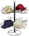 SSWBasics 2-Tier Rotating Hat Display Stand - Countertop Hat Stands for Display with Cap Rack - Ideal for Organized Hat Display in Retail Stores and Homes