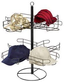 SSWBasics 2-Tier Rotating Hat Display Stand - Countertop Hat Stands for Display with Cap Rack - Ideal for Organized Hat Display in Retail Stores and Homes