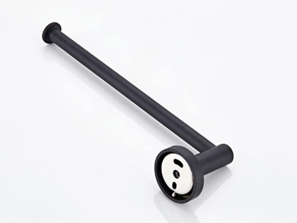 Black Bathroom Accessories Set Toilet Brush Holder WC Roll Paper Towel Shelf Rail Matt Glass Soap Dish Wall Hook Hairdryer Rack,Paper Holder Bar (Towel Ring Bar)