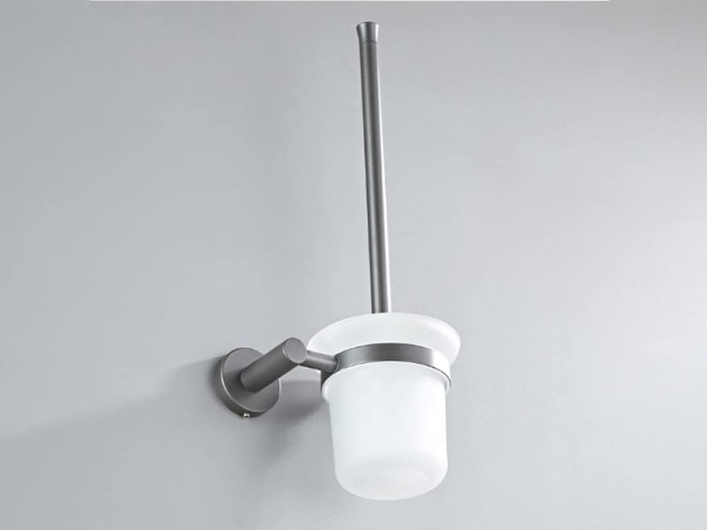 Modern Gray Bathroom Accessories Set with Brass Toilet Brush Holder Towel Racks Paper Towel Shelf Shower Soap Dish Wall Hook Hairdryer Rack and Double Towel Bar,Toilet Brush Holder-a