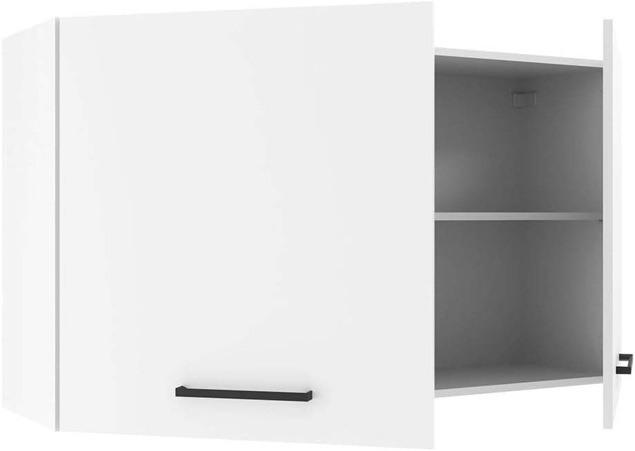 Madesa Hazel Wall Kitchen Storage Cupboard Cabinet with 2 Doors and Shelves 48 Inch Wooden Modern Organization Unit for Pantry - White