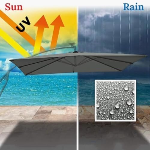 10ft Cantilever Patio Umbrella Replacement Canopy, Square Outdoor Parasol Top, Waterproof Fabric Cover for Garden Market Table, Durable & UV Resistant