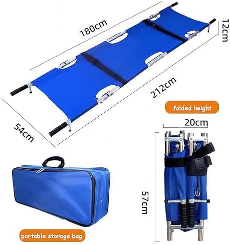 Portable Folding Stretcher - Lightweight Aluminum First Aid Rescue Stretcher with Handles for Emergency Medical Use, Durable Disability Care Supplies, Ideal for Rescue Teams (Blue)