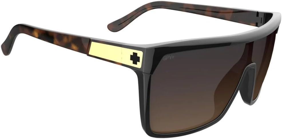 Spy Flynn Sunglasses Black/Honey Tort with Happy Dark Brown Fade Lens