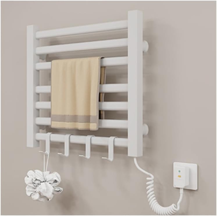 Heated Towel Rack Wall Mounted, Towel Warmers for Bathroom, 7 Bar Towel Warmer Rack with Hook, Plug in Heater, Electric Hot Towel Dryer, Rapid Heating,Multifunctional,White