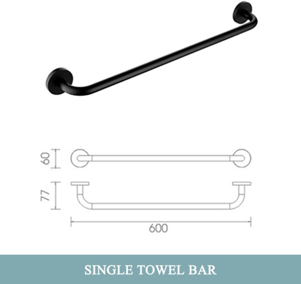 Matte Black Bathroom Hardware Set Black Robe Hook Towel Bar Rail Towel Hanger Ring Toilet Paper Holder Bath Bathroom Accessories,Single Towel Bar