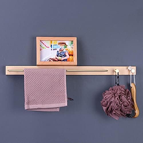 Towel Hanger Single bar Towel Rack Wall Mounted Towel Bar Wooden No Drilling Adhesive Hook for Kitchen Bathroom-A