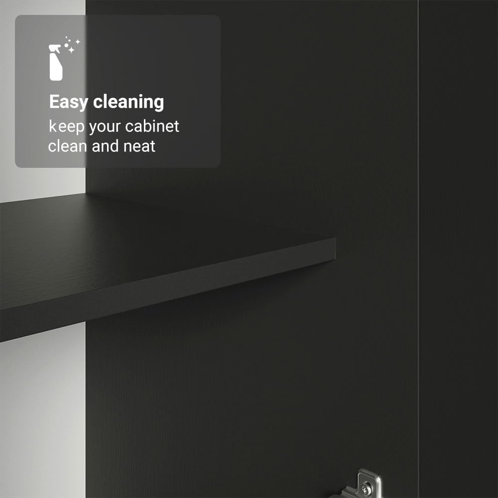 Madesa Kitchen Pantry Storage Cabinet 2 Doors with 5 Utility Shelves 23' L Wooden Organization Unit for Kitchen - Black