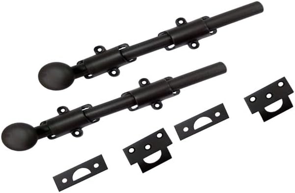 QCAA Dutch Door Bolt, Solid Brass, 24', ORB Oil Rubbed Bronze, 2 Pack, Made in Taiwan