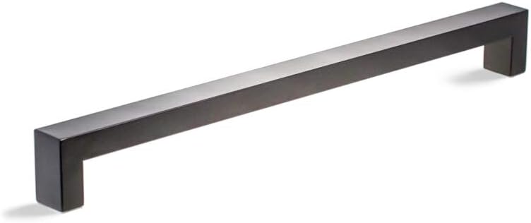 16 Inch Single-Sided Modern Matte Black Door Handle Pull, Stainless Steel Push Pull Handle for Wood Glass Metal Single or Double Doors Shower Doors Sliding Barn Door, Square Rectangular Shape Bar