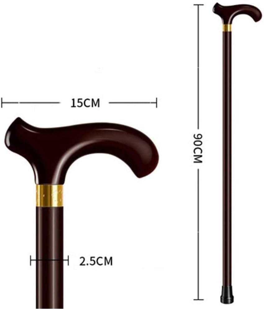 Wooden Walking Sticks Solid Wood Walking Cane, Old Man Curved Handle Crutches Solid Wood Non- Slip Walking Stick Walking Trekking Pole Travel Equipment Mobility Aid for Elderly, Seniors & Handica