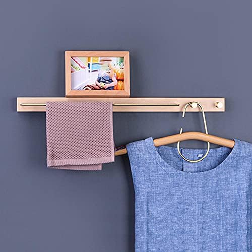 Towel Hanger Single bar Towel Rack Wall Mounted Towel Bar Wooden No Drilling Adhesive Hook for Kitchen Bathroom-A