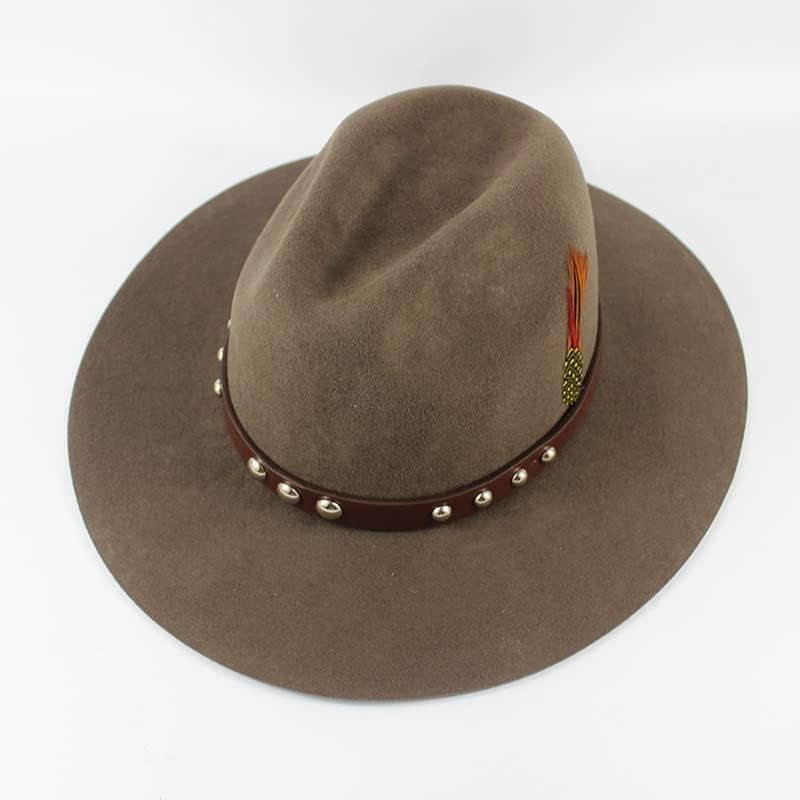 Golf Outdoor Men's Cowboy Hat, Fashion Classic Brown Women's Belt Fedora Party Retro Feather Jazz Hat