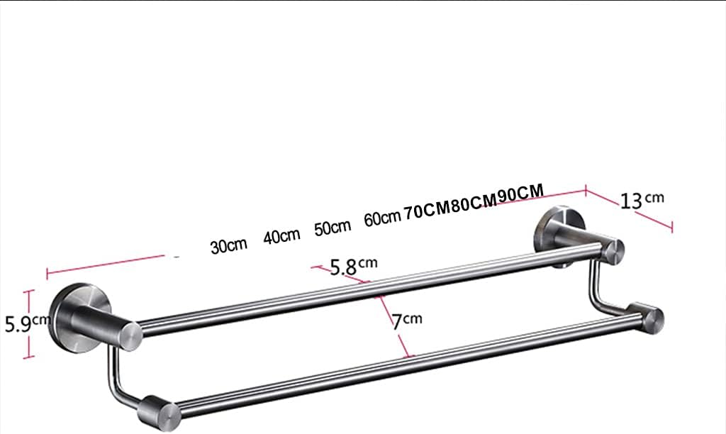 304 Stainless Steel Double Bath Towel Bar Brushed for Bathroom, Towel Rod Rack Holder Rail Round Wall Mounted Wall Mounted for Bedroom, Kitchen, Living Room,Toilet 30cm