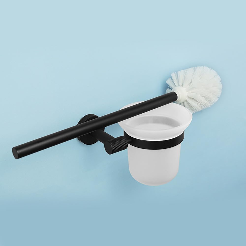 Black Wall Mount Stainless Steel Towel Bar Holder Toilet Roll Bathrobe Hook Hanger Brush Bathroom Accessories Set,Toilet Brush Holder