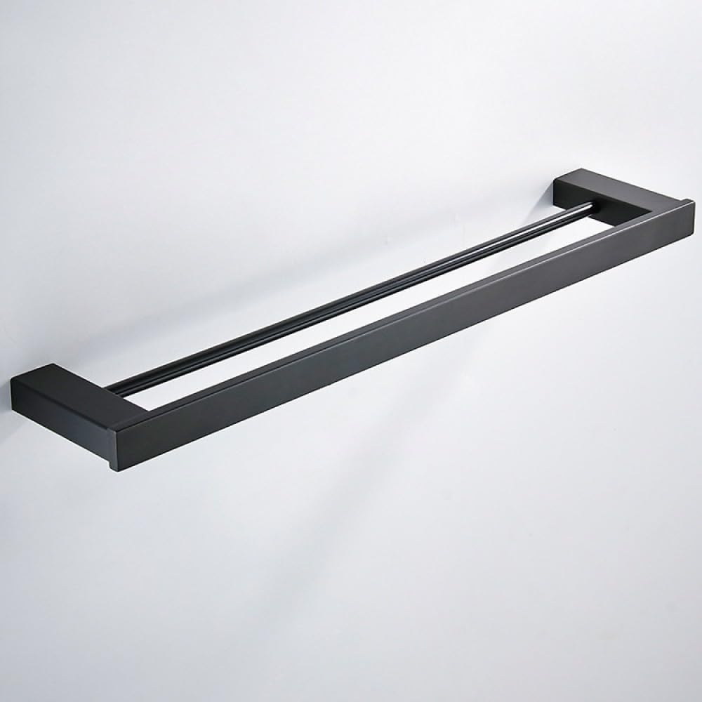 Bathroom Accessories Set Matt Black Finish Wall Toilet Paper Holder Towel Bar Shelf Brush Holders Bath Hardware Set 10 Choice,Double Towel Bar