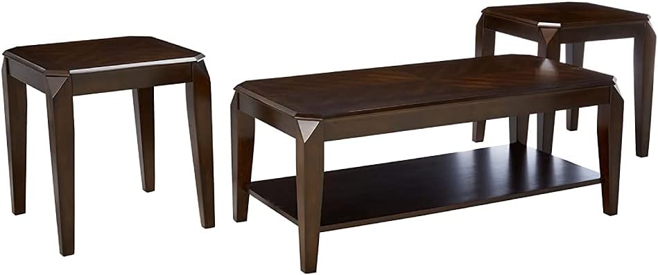 Harper & Bright Designs 3 Piece Coffee Table Set for Living Room, Wood Sofa Table Set Includes 1 Coffee Table with Storage Shelf and 2 End Tables, Living Room Accent Furniture, Easy Assembly, Walnut