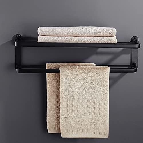 Towel Rail Bath Towel Holder Towel Bar Wall Mounted Towel Rack Aluminum Towel Storage Holder Bathroom Towel Rails Bath Rack Double Shelves Rack/40cm Bathroom Decor Shelf