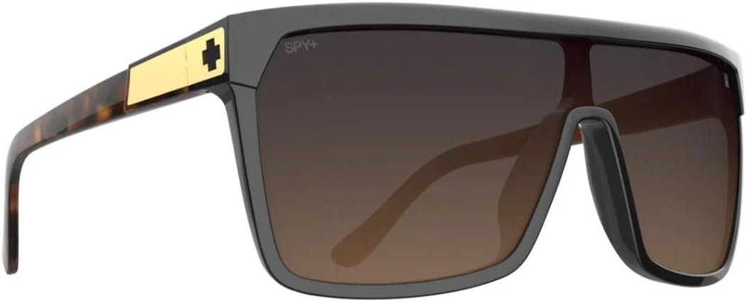 Spy Flynn Sunglasses Black/Honey Tort with Happy Dark Brown Fade Lens