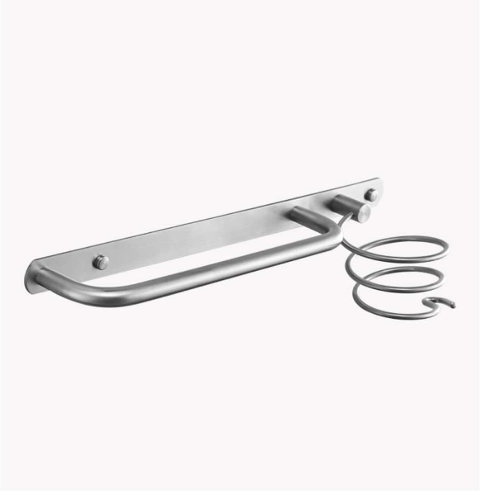 Generic Towel Bar with Hair Dryer Holder，Towel Rack Hanger Holder Organizer，Wall Mounted Shelf Decoration
