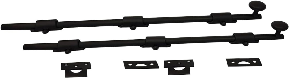 QCAA Dutch Door Bolt, Solid Brass, 18', Matte Black, 2 Pack, Made in Taiwan
