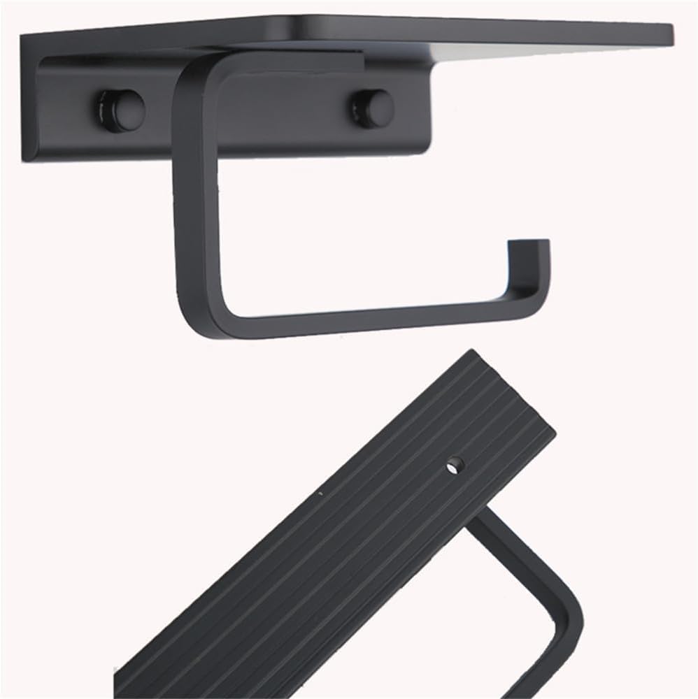 Soap Dishes, Black Towel Rack Ring Hair Dryer Holder Mounted Toilet Paper Soap Basket(55cm Towel Rack)