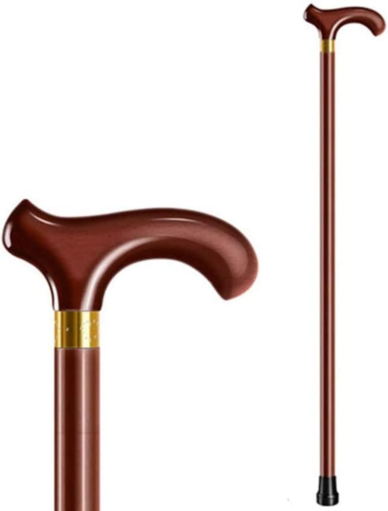 Wooden Walking Sticks Solid Wood Walking Cane, Old Man Curved Handle Crutches Solid Wood Non- Slip Walking Stick Walking Trekking Pole Travel Equipment Mobility Aid for Elderly, Seniors & Handica