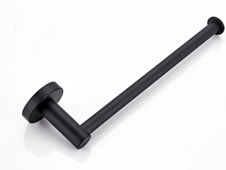 Black Bathroom Accessories Set Toilet Brush Holder WC Roll Paper Towel Shelf Rail Matt Glass Soap Dish Wall Hook Hairdryer Rack,Paper Holder Bar (Towel Ring Bar)