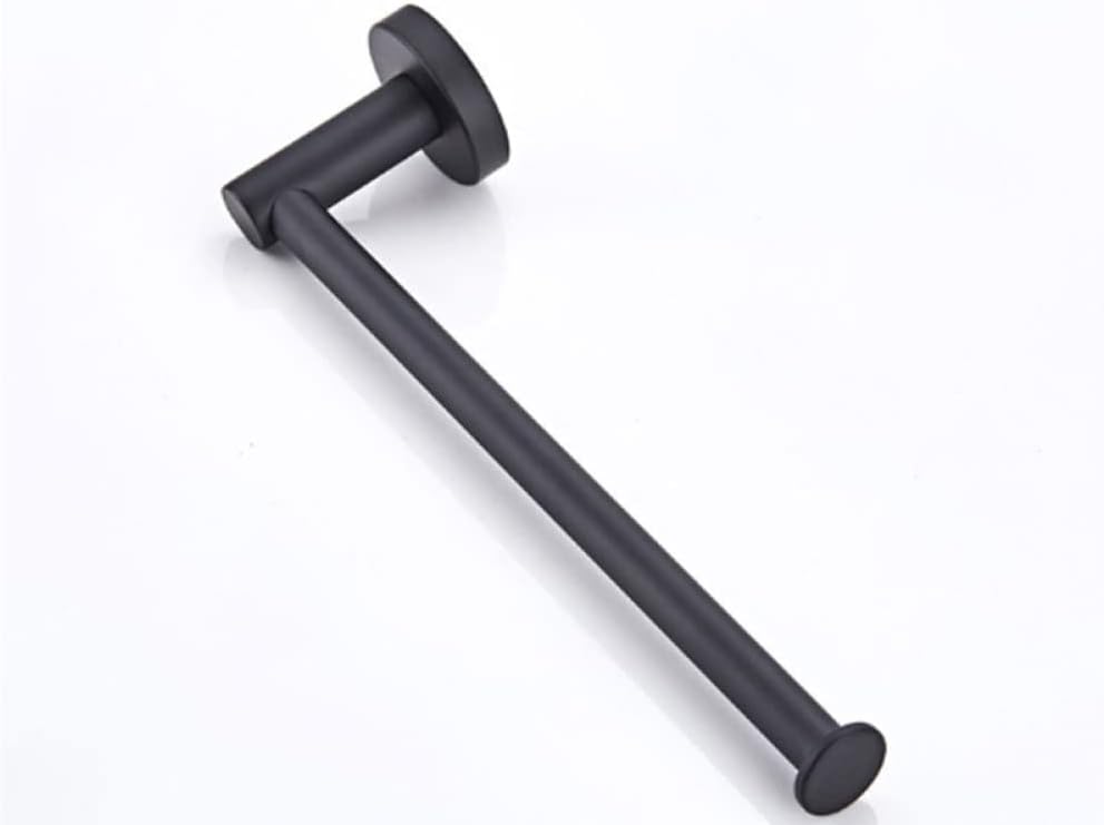Black Bathroom Accessories Set Toilet Brush Holder WC Roll Paper Towel Shelf Rail Matt Glass Soap Dish Wall Hook Hairdryer Rack,Paper Holder Bar (Towel Ring Bar)