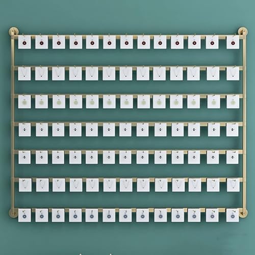 Wall Mounted Jewelry Organizer - Metal Display Rack with Hooks for Necklaces, Keyrings, Hats - Stylish Storage Shelf for Closet & Retail Use, Space-Saving Solution (Gold 80×120CM)