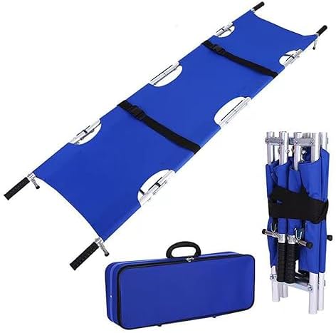 Portable Folding Stretcher - Lightweight Aluminum First Aid Rescue Stretcher with Handles for Emergency Medical Use, Durable Disability Care Supplies, Ideal for Rescue Teams (Blue)