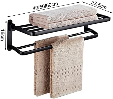 Towel Rail Bath Towel Holder Towel Bar Wall Mounted Towel Rack Aluminum Towel Storage Holder Bathroom Towel Rails Bath Rack Double Shelves Rack/40cm Bathroom Decor Shelf