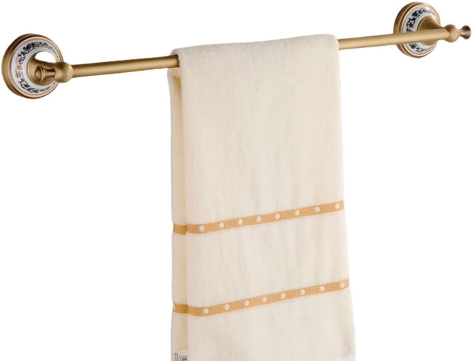 Brass Bronze Bath Towel Hook Paper Towel Toilet Brush Holder Antique Blue and White Porcelain Bathroom Hardware Accessories Set,Single Towel Bar