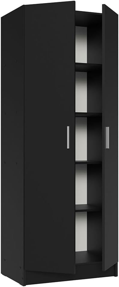 Madesa Kitchen Pantry Storage Cabinet 2 Doors with 5 Utility Shelves 23' L Wooden Organization Unit for Kitchen - Black