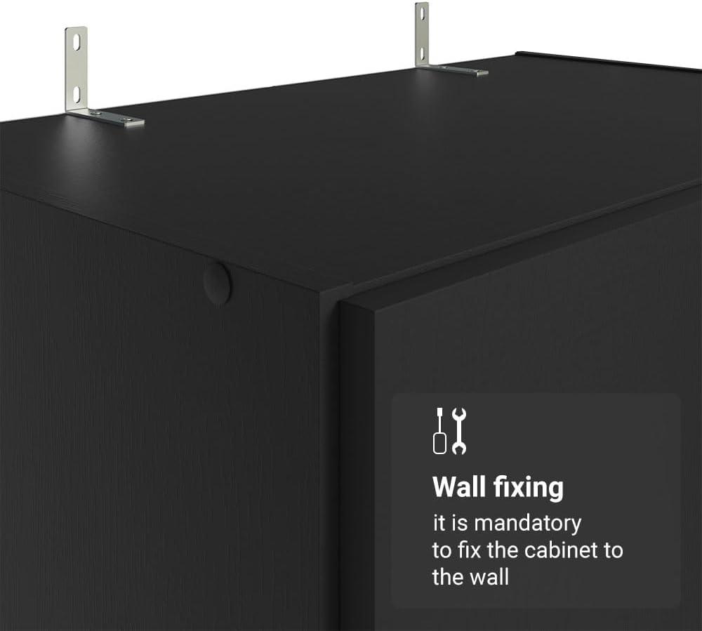 Madesa Kitchen Pantry Storage Cabinet 2 Doors with 5 Utility Shelves 23' L Wooden Organization Unit for Kitchen - Black