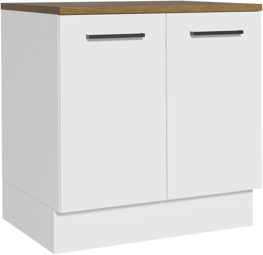 Madesa Hazel Kitchen Base Storage Cabinet with 2 Doors and Shelves 31 Inch Wooden Organization Unit for Pantry - White