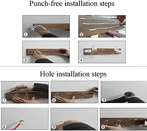 Towel Hanger Single bar Towel Rack Wall Mounted Towel Bar Wooden No Drilling Adhesive Hook for Kitchen Bathroom-A