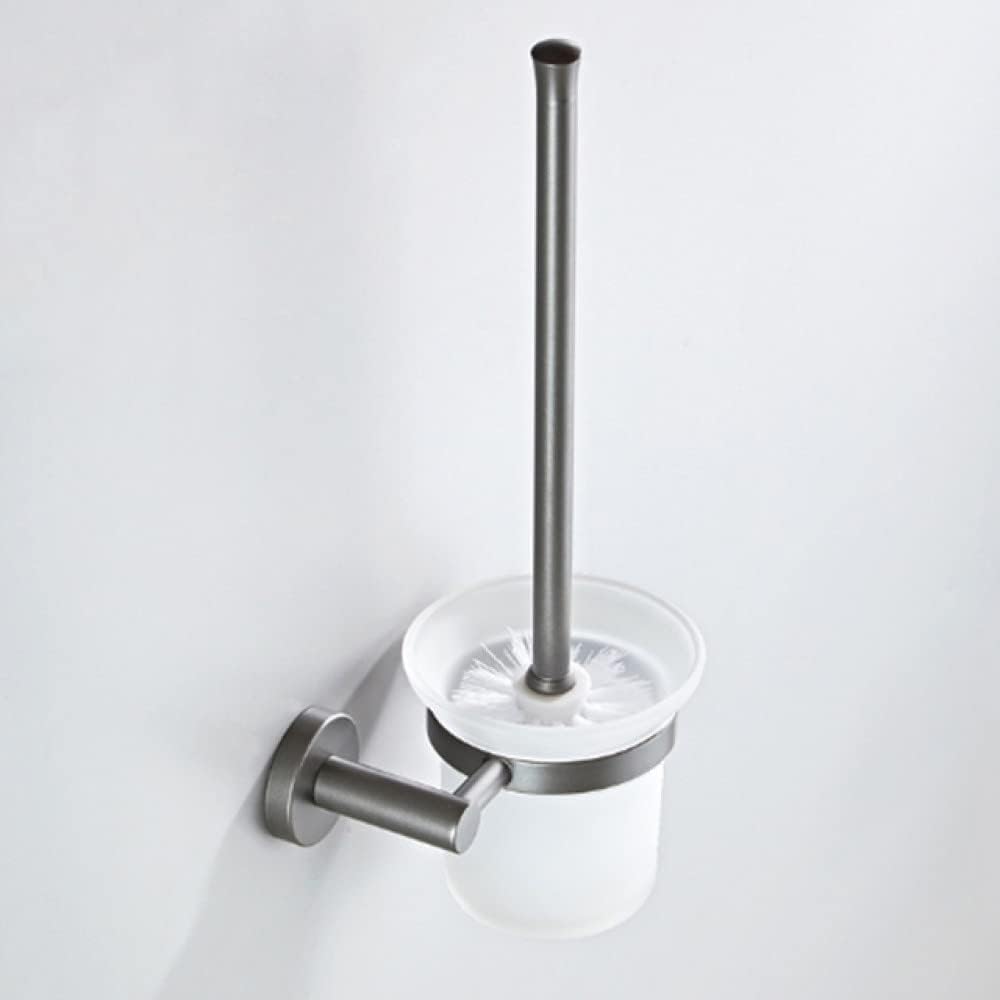 Modern Gray Bathroom Accessories Set with Brass Toilet Brush Holder Towel Racks Paper Towel Shelf Shower Soap Dish Wall Hook Hairdryer Rack and Double Towel Bar,Toilet Brush Holder-a
