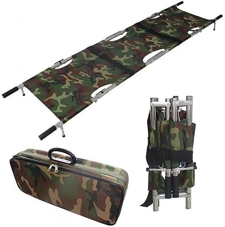 Compact Aluminum Alloy Folding Stretcher, Emergency Rescue Stretchers with Handles, Camouflage First Aid Equipment for Outdoor Disability Care and Travel