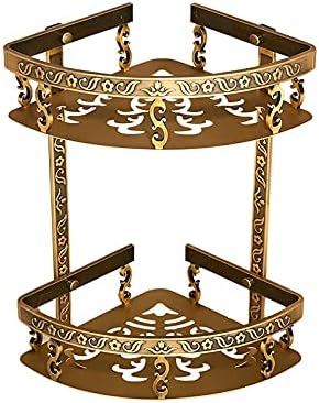 LSLYTQ Towel Rail Antique Brass Bathroom Accessories Set, Shelf Towel Bar Cup Holders, Hair Dryer Rack Tissue Holder Roll Paper Holder Soap Dish for Bathroom Kitchen