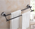 Black Brass Bathroom Hardware Set Porcelain Towel Shelf Towel Rack Toilet Paper Holder Towel Bar Hook Bathroom Accessories,Double Towel bar2