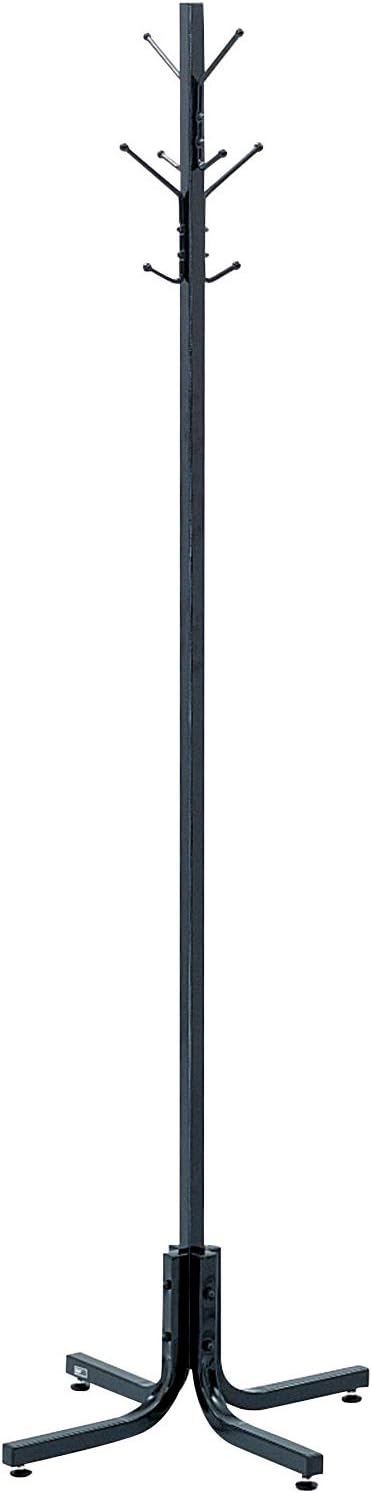 Safco Products 4163BL Costumer Coat Rack Tree, 4 Double Hooks, Black