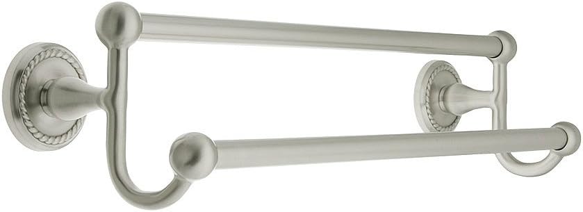 30' Brass Double Towel Bar with Rope Rosettes in Satin Nickel