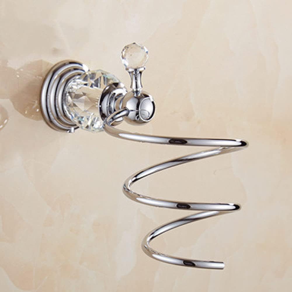 Silver Crystal Bathroom Accessories Set Wall Mounted Brass Shower Shelf Toilet Paper Holder Towel Bar Toilet Brush Holder Hair Dryer Holder Stylish and Functional Bathroom Decor