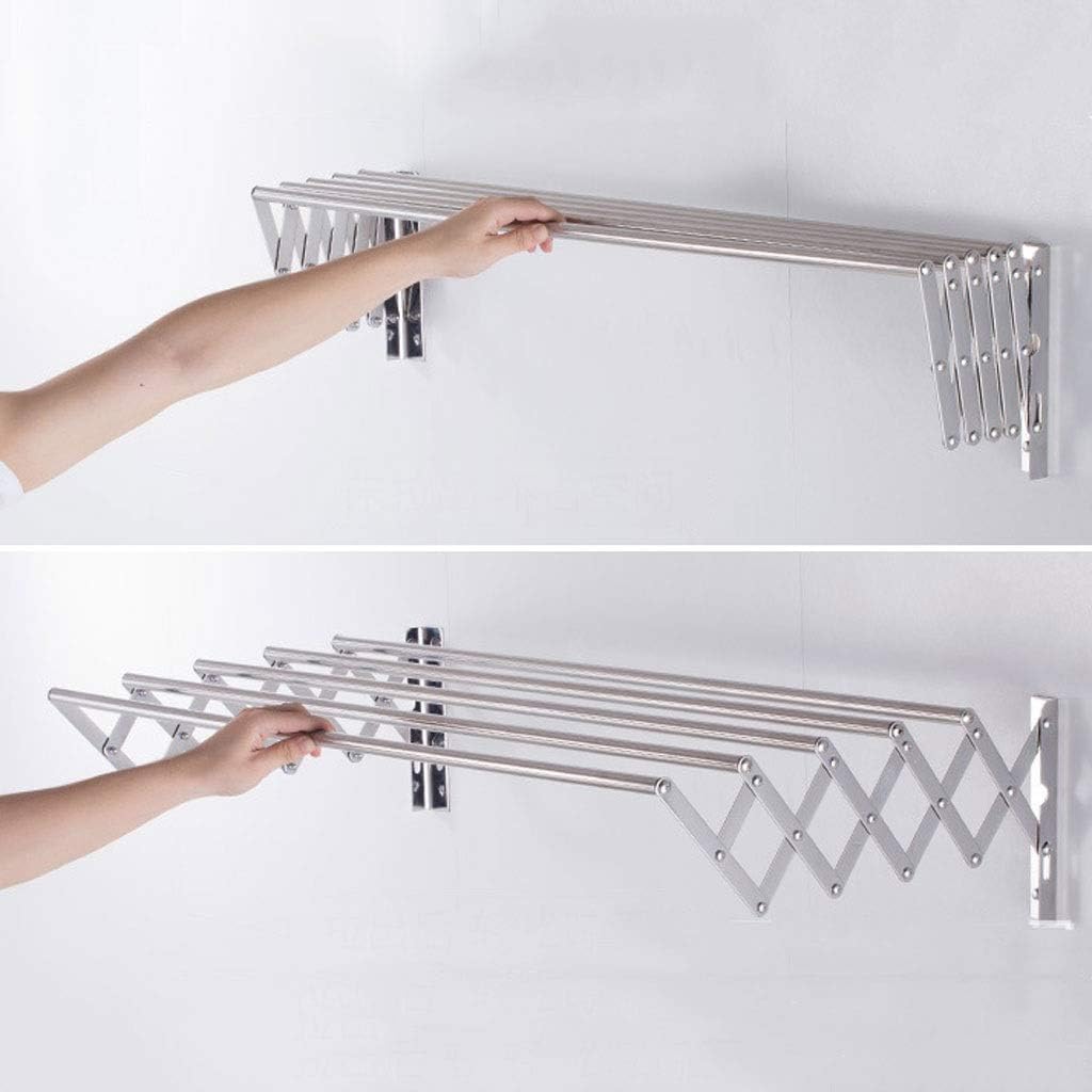 Laundry Room Clothes Rack Wall Mounted Folding Coat Hanger Drying Clothing Foldable Bath Towel Bar Hole Dryer Clother Airer for Bathroom Balcony Clotheshorse Home